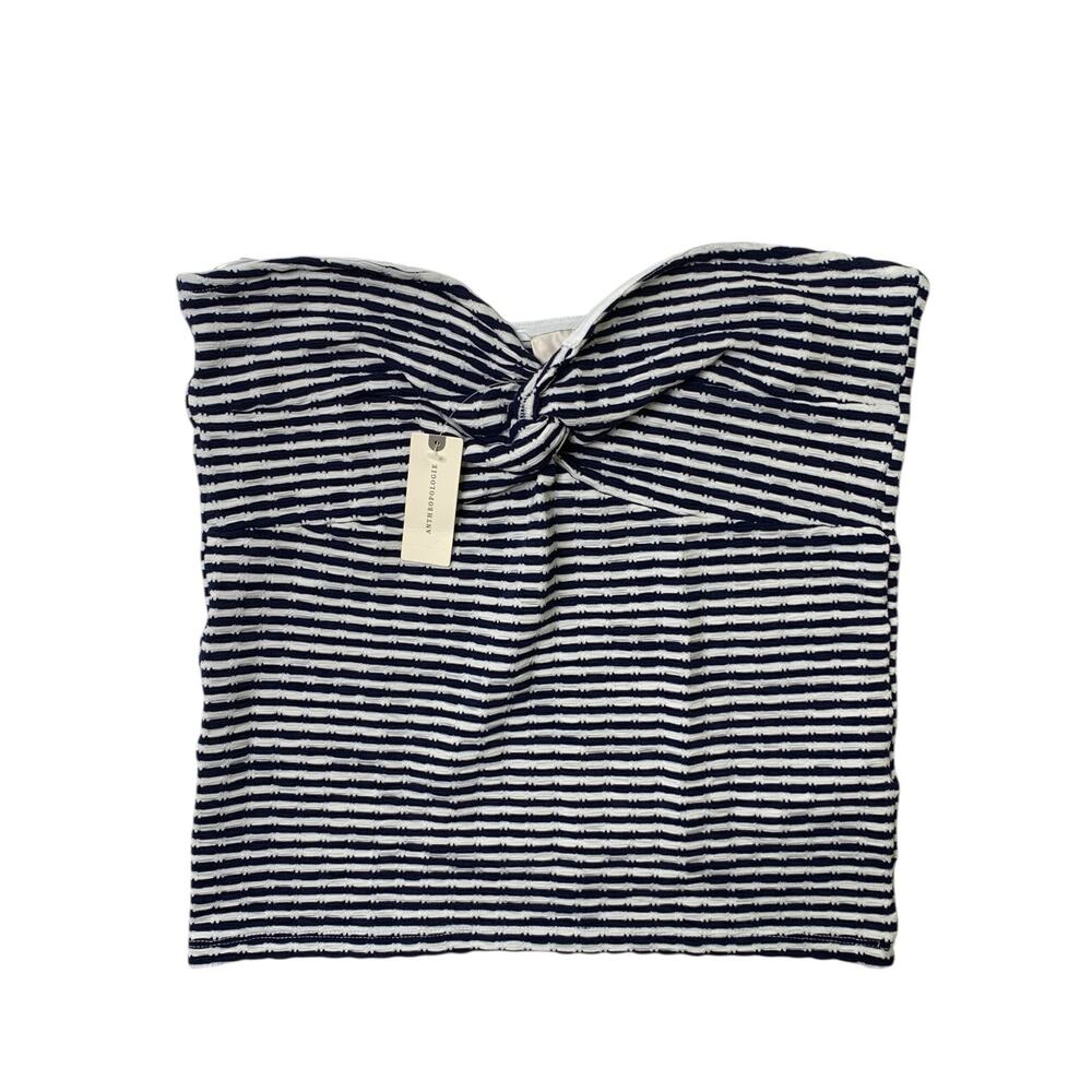 Maeve Tube Top Womens XL Extra Large Navy White Striped Twist Anthropologie